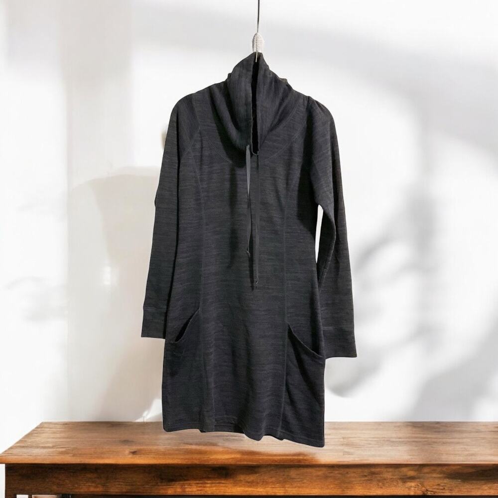 Kulh Womans Lea Navy Blue Cowl Neck Mini Dress Size S Casual Long Sleeve Pockets
